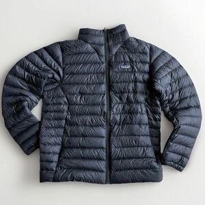 Patagonia Black Men's L Puffer Jacket Net Plus Shell Down GUC Full Zip